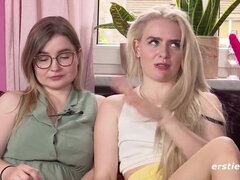 ディルド, ドイツ人, キス, レズビアン, なめる, オマンコ, 剃毛, おもちゃ