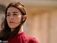 デカチン, フェラチオ, 茶髪の, キス, なめる, アウトドア, プール, オッパイの