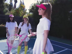 Cleo Clementine, Daisy Stone and Daphne Dare orgy on the tennis court