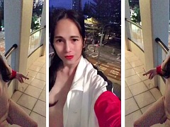 素人, アジア人, デカチン, デカパイ, オナニー, アウトドア, 喫煙, オッパイの