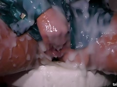 Consolador, Agujero de la gloria, Sexo duro, Masturbación, Natural, Pantaletas, Satén, Chupando