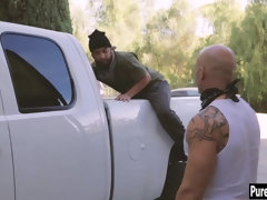 Burglars fucked horny blonde MILF with nice petite body