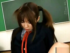 Asian schoolgirl suck cock in class