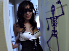 Bad, Schlafzimmer, Blasen, Braunhaarige, Maske, Pov, Rock, Titten