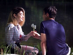 18, デカパイ, ブロンド, フェラチオ, イく瞬間, Hd, 小柄, ティーン