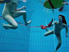 美女, デカパイ, エロティック, ヨーロピアン, アウトドア, ロシア人, オッパイの, 水中