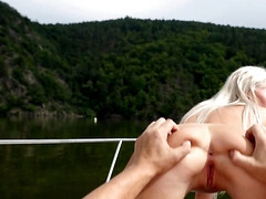 Blonde, Sucer une bite, Naturelle, De plein air, Pov