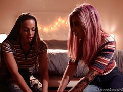 Stellung 69, Schlafzimmer, Braunhaarige, Vollbusig, Behaart, Küssen, Muschi, Titten