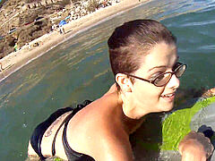 Plage, Grosse bite, Noire, Éjaculation interne, Maigrichonne