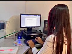 Latijnse vrouw, Masturbatie, Kantoor, Secretaresse, Alleen, Speelgoed