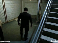 緊縛, デカチン, ボンデージ, 茶髪の, イマラチオ, 服従, 目瞪口呆, 手コキする