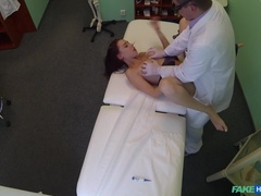 Betrug, Paar, Hundestellung, Massage, Krankenschwester, Büro, Uniform, Spanner