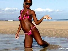 Isabella Chrystin - Dusky Shaven Raver Strips - erotic outdoor solo