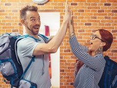 黒人, フェラチオ, 女 人男 人, ハードコア, ホテル, 赤毛, 剃毛, 三人