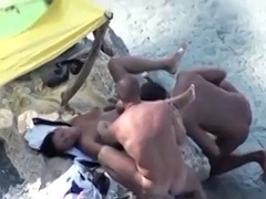Plage, Attrapée, Hard, Hd, Voyeur