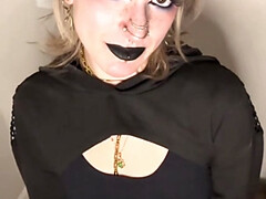 Enthousiasteling, Blond, Vrouw, Gotisch, Handbeurt, Klein, Gezichtspunt, Alleen