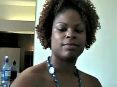 Ebony Gives a Peek and a Handjob!: Babe, Cumshot  Fetish Porn