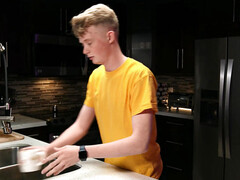 Amerikaans, Blond, Man, Natuurlijke tieten, Kut duiken, Verassing, String, Vrouw