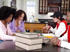 Threesome with two super-sexy black girls who need dick