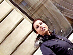 Blasen, Paar, Europäisch, Im freien, Öffentlich, Rotschopf, Ablutschen, Spanner