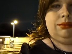 Britannique, Attrapée, Travestis, Lingerie, De plein air, Public, Transsexuelle, Solo