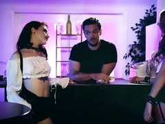 お尻, フェラチオ, 茶髪の, バック, 女 人男 人, ティーン, 三人, オッパイの