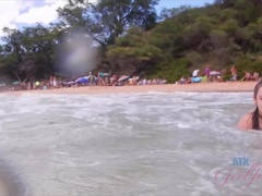Playa, Morena, Despelote, Desnudo, Al aire libre, Pov, Afeitado, Mojado