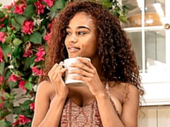 最高, 茶髪の, 黒人, 指いじり, 目瞪口呆, 毛深い, オナニー, ティーン