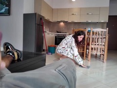 Cul, Brunette brune, Énorme, Nue  à poil, Pov, Fils, Tabou, Nénés