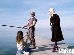 Lieveling, Strand, Grote kont, Blond, Brits, Hardcore, Realiteit, Trio