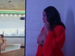 最高, お尻, 美女, 気狂い, 異人種間, なめる, マッサージ, 裸