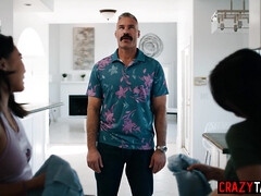 Dirty man nailed two petite Asian teenagers