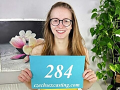 Sweet model Abela Sott opens her shaved pussy for a big cock