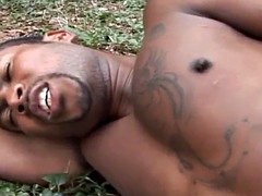 Anal, Noire, Tir de sperme, Noir ébène, Hard, Léchez, Muscle, De plein air