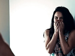 デカ尻, フェラチオ, 茶髪の, なめる, オマンコ, ティーン, 三人, オッパイの