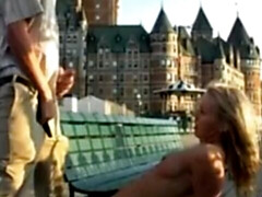 Blondine, Blasen, Spermaladung, Aufs gesicht abspritzen, Masturbation, Im freien, Öffentlich, Titten
