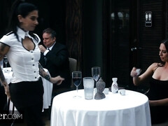 Bondage discipline sadomasochisme, Diep in de keel, Hd, Latex, Likken, Rijden, Trio, Tieten likken