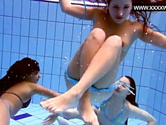 18, ブロンド, 公共, ロシア人, シャワー, ティーン, オッパイの, 水中