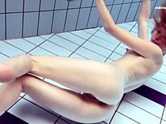 お尻, 茶髪の, ドレス, プール, オマンコ, ロシア人, 一人, 締まりの良い