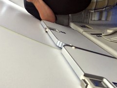 Cacho caresses in a bath of an airplane