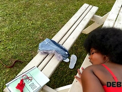 Culo grande, Tetas grandes, Pareja, Ébano, Hd, Interracial, Al aire libre, Pov