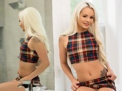 Slutty innocent teen Elsa Jean takes a big mature dick in the mouth