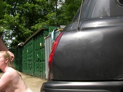 ブロンド, フェラチオ, 車, バック, 顔射, Hd, 自然山雀, アウトドア