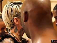 Tattooed Cutie Gets DP In Interracial Gangbang - Nat turnher
