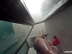 アジア人, 浴室, デカ尻, 茶髪の, Hd, 天然, 自然山雀, シャワー