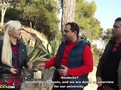 Blonde girl gives head on the beach