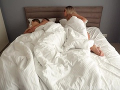 素人, ブロンド, フェラチオ, バック, オマンコ, 義母, ストッキング, 三人