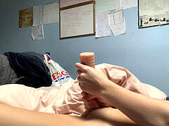 Long video, flashlight handjob, flashlight toy