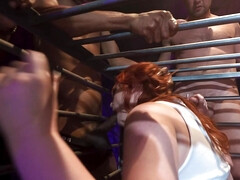 Grote mammen, Pijpbeurt, Sperma in gezicht, Groep, Hd, Roodharige vrouw