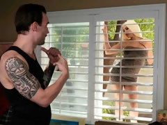 Adorable blonde Luna Star impaled in the doggy style pose